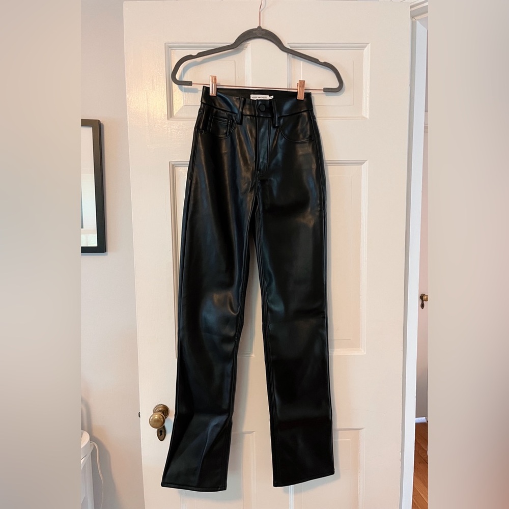 New without Tags Good American Good Icon Faux Leather pants in black size 24